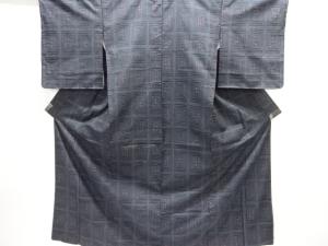 枡に抽象模様手織り紬着物